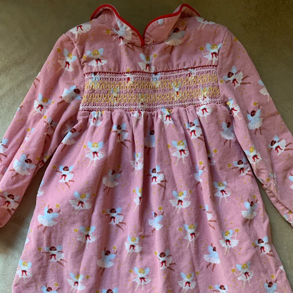 Baby Boden / Mini Boden Fairy Print Cotton Corduroy Dress in Boto Pink Fairies